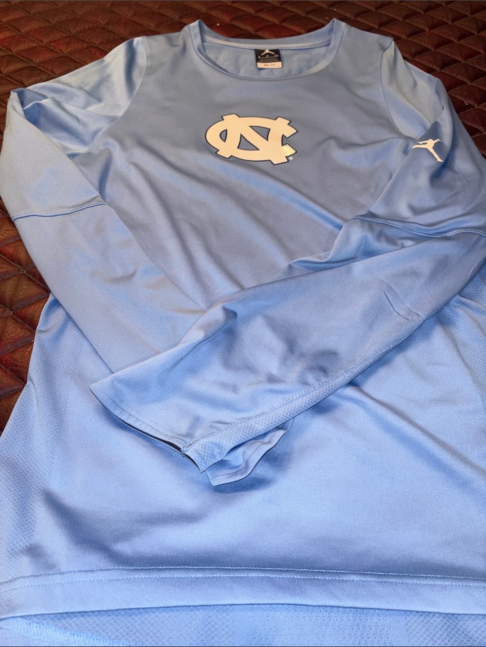 Jordan Light Blue Long Sleeve Performance Top TAR HEELS Dry Fit Jordan